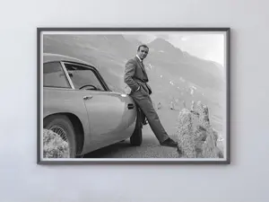 James Bond Poster, Sean Connery Print, Black and White, Vintage Wall Art, James Bond Print
