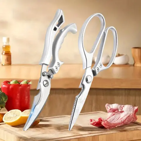 2 Pack Kitchen Scissors for Food, Heavy Duty All Purpose Kitchen Shears for Cutting Vegetable, Poultry, Meat, Herb, Stainless Steel Sharp Blade, Dishwasher Safe