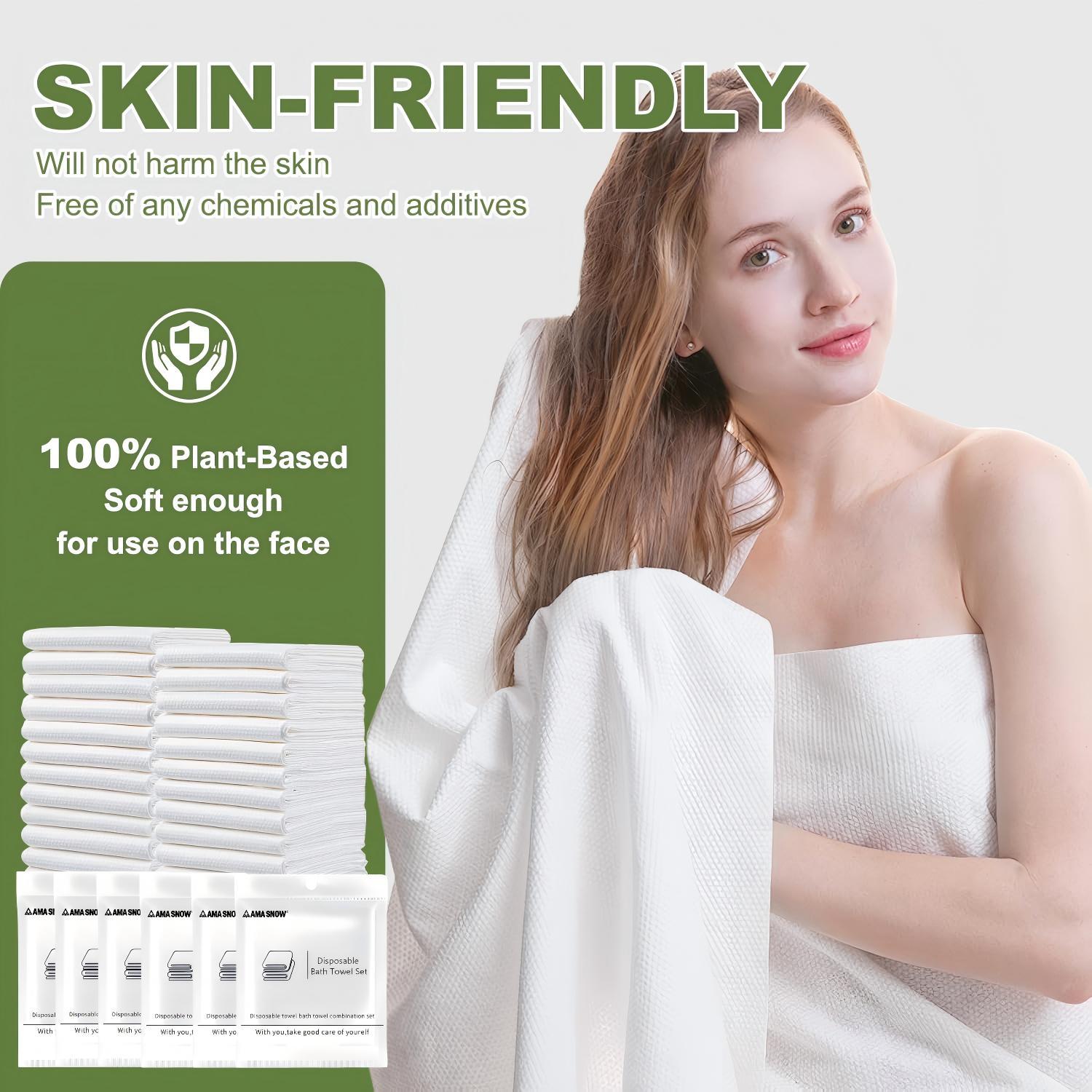 Disposable Bath Towels, 10 Pack 55" x 27.5" Ultra Soft, Quick Dry Disposable Body Towel, Portable Travel Towel for Hotel Camping Beach Swimming Gym Sauna Spa, Personal Care Pet Towels