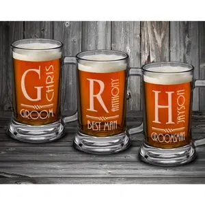 Groomsmen Personalized Wedding Beer Glasses for Him Daddy Birthday Gift Godfather Beer Mug Gift Engraved Father in Law Best Man Glass Gifts