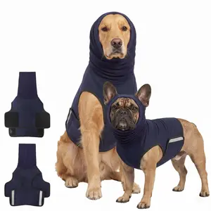 Dog Anxiety Vest with Hood,Thunder Jacket for Dogs with Reflective Strip,Dog Calming Hoodie for Fireworks,Thunder,Travel,Separation,Soft Anxiety Shirt for Small Dogs,Dark
