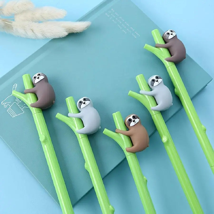 Cute Sloth Design Silicone Gel Pen, 3/6 Counts Pen Set, Creative Writing Pen, Unique Pens, Gift Pen, Writing Stationery for Home School Office Dormitory