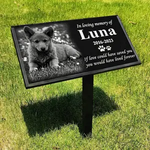 PetArt Personalized Pet Memorial Stones Black Granite Garden Stone Engraved with Photo & Custom Details Gifts for Loved Ones or Pets Dog Cat