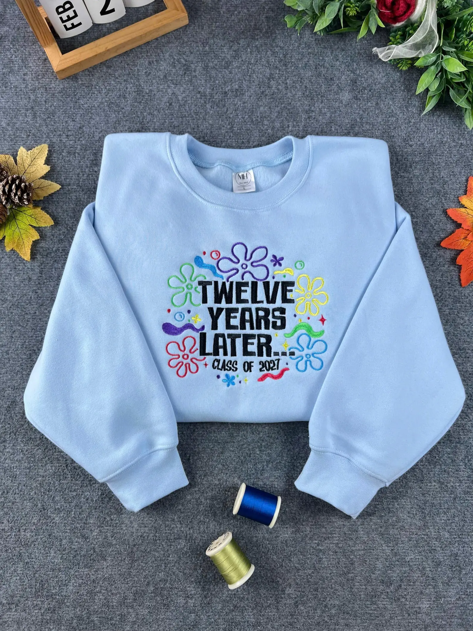 Embroidered Twelve Years Later Class Of 2027 Sweatshirt, Senior 2027 Graduation Hoodie, Retro School Spirit Sweatshirt, Gift For Students