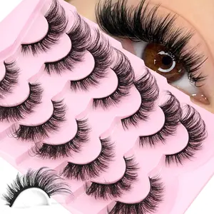 7 Pairs 3D Voluminous False Eyelashes, Durable Band, Natural Cat Eye Effect, Reusable, Ideal for Beginners, Daily Makeup