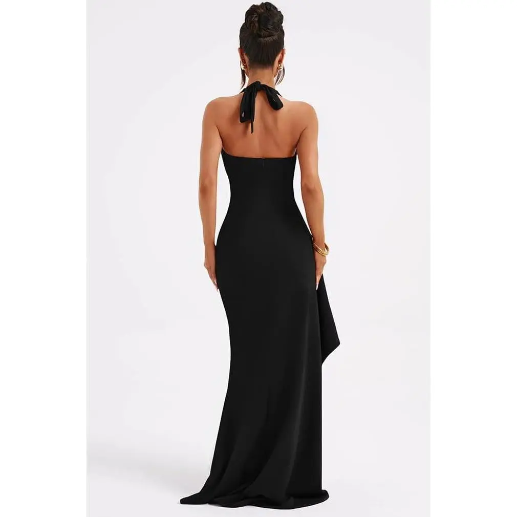 Women's Sexy Deep V Neck Halter High Split Backless Cocktail Party Formal Maxi  Dress - TikTok Shop