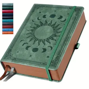 Classic Inner Page Notebook for Men and Women, 360-Page Hardcover Journal Notebook, Retro Sun and Moon Design, Premium Grey A5 (5.9 x 8.5 inches)