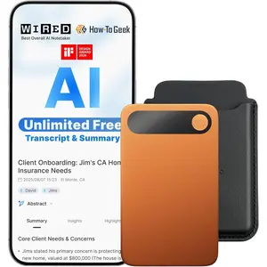 Note Pro AI Voice Recorder, Unlimited Transcribe & Summarize, AI Note Taking Recording Device w/Case, App Control, 113 Languages for Calls, Meetings, Lectures, Interviews, Orange