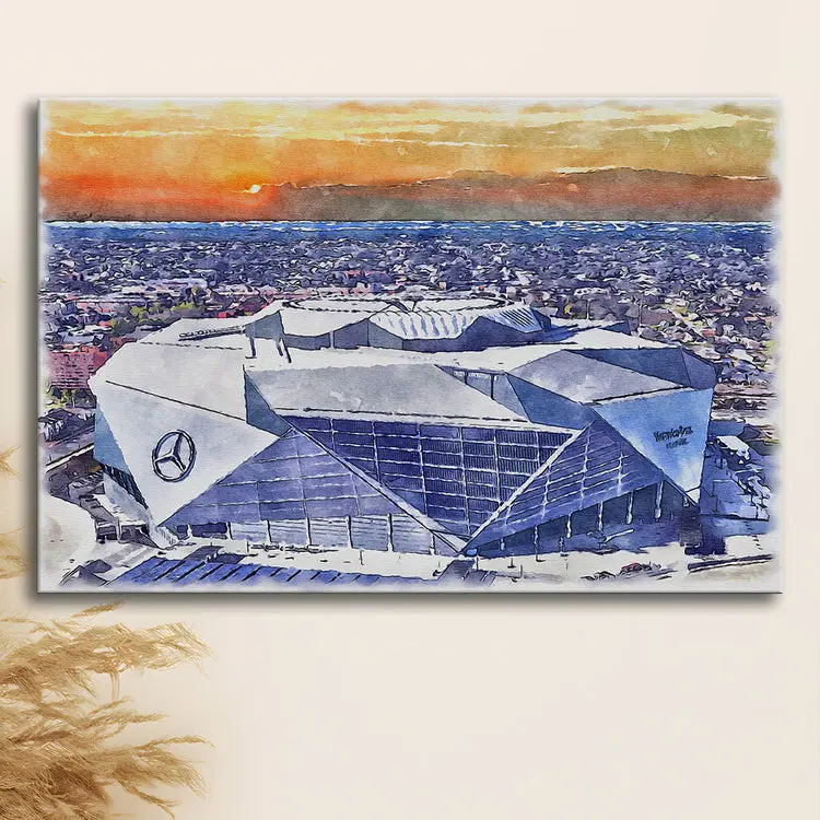 Falcons Poster Print Stadium Watercolor, Poster Print Poster, Sport Art, Gifts for him, Poster Print Wall Art - No Frame