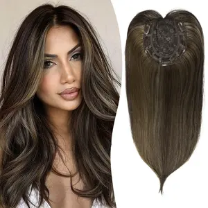 Synthetic Hair Topper with Bangs 18 Inch Layered Toppers for Women with Thinning Hair 3D 360° Cover Hair Toppers Glueless Wig for Women with Thinning Hair Natural Looking Wig for Wide parting&Partial hairloss&Cover