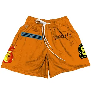 Fire Force Off Duty Shorts Knee Pants for Athletic Workout and Walking, Unisex Shorts with Four Pockets In Orange