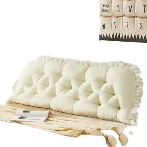 Bedside Cushion with Fixed Back and Straps for Students Dormitory Bed Waist Support Pillow Large Backrest High Cost-Effective Bed Cushion Supportive Memory Foam Ergonomic Memory Foam