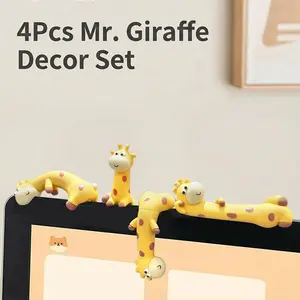 The Conspicuous Giraffe MiniDesk Accessories 2026 New Desk OrnamentsWork Partner 4pcs Perfect DesktopDecorations for Computer Screens ，Office Desktop Computer Decoration Car Center Screen Dashboard Ornaments Cute TV Display Figurines &Valentine’s Day Gift