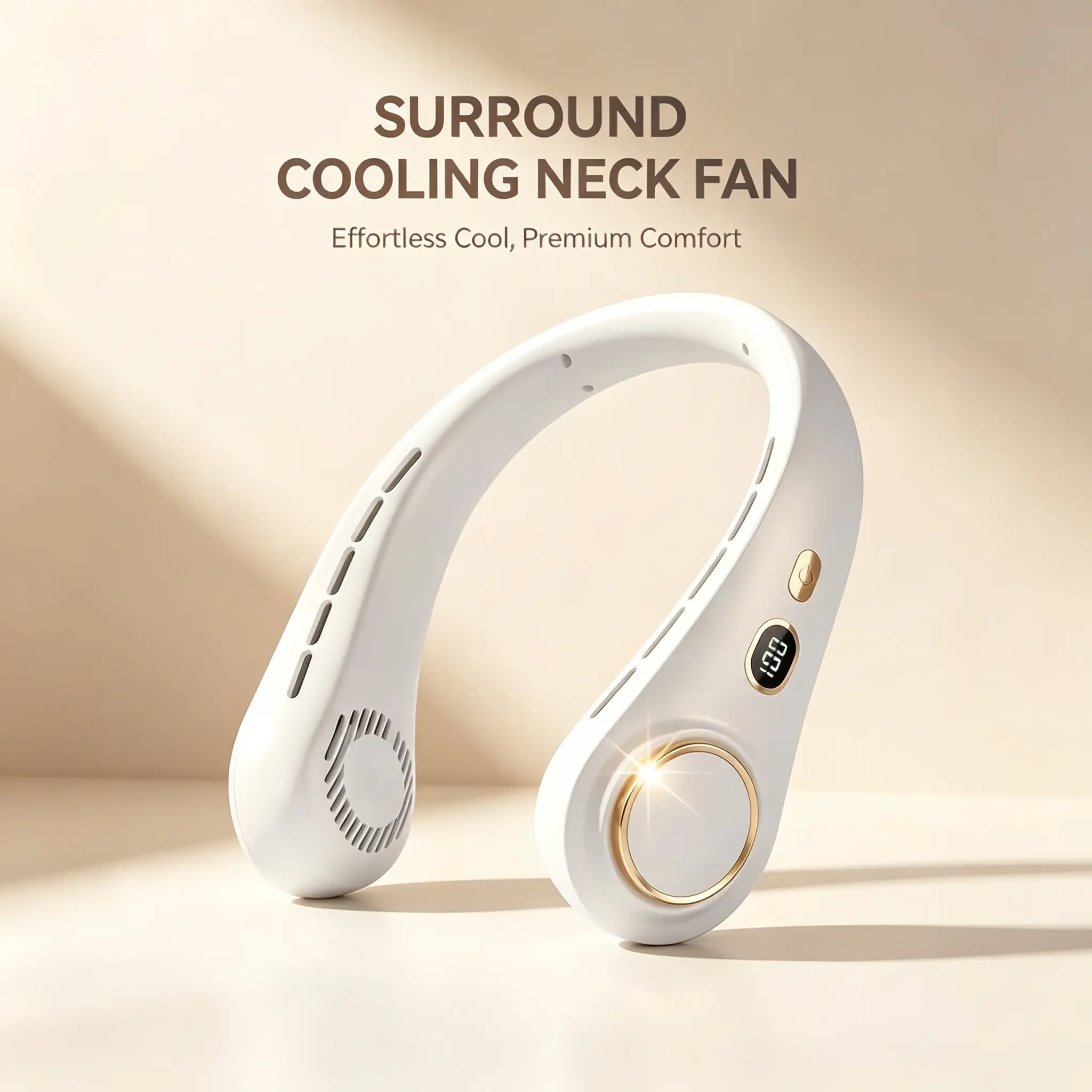 Portable Neck Fan, USB Rechargeable Wearable Personal Fan, 5-Speed Hands Free Bladeless Neck Fan, Quiet Cooling Fan for Home, Office, Travel, Camping, Outdoor, Beach, Hiking, Sports, Summer Essentials