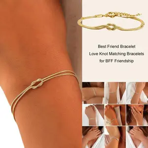 Infinite Love Knot Friendship Bracelet with Card – Gold/Silver Adjustable Snake Chain Bracelet, Matching Partner Bracelet for Best Friends Couples, Gift for Boyfriend Girlfriend, Birthday Valentine's Day Christmas