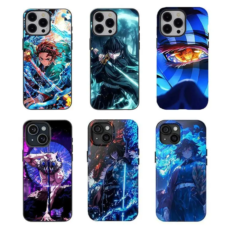 Demon Slayer Phone Case, TPU Dual Layer Tough Shockproof Protective Cover, Stylish Otaku Gift for Anime Lovers, Compatible with iPhone 11-17 Pro Max/Plus and Samsung Galaxy S23-25, Demon Slayer Fan Merch