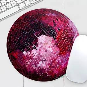 Disco Ball Pattern Mouse Pad, Round Computer Laptop Desk Mat, Non-Slip Natural Rubber Base Mouse Pad for Office Home Game
