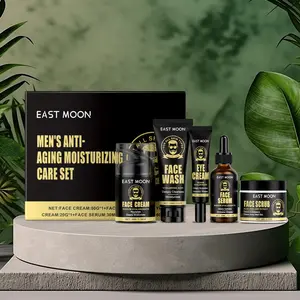 Men's Facial Care Set, 5 Counts/set Moisturizing Facial Cleanser & Scrub & Serum & Moisturizer & Eye Cream, Nourishing Skin Care Gift Set