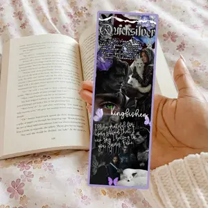 Quicksilver Inspired Collage Bookmark - Decorative Bookmark with "Quicksilver" and "Kingfisher" Text, Featuring Kingfisher Illustrations