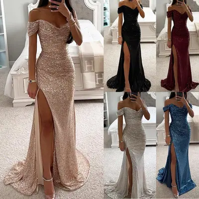 Belinda Off The Shoulder Slit Satin Formal Dress - TikTok Shop Belinda Off The Shoulder Slit Satin Formal Dress - TikTok Shop