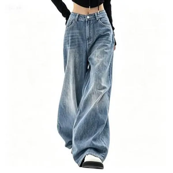 EMMIOL Jeans for Women Wide Leg Baggy Jeans High Waist Y2K Casual Loose Boyfriends Trousers Vintage Streetwear
