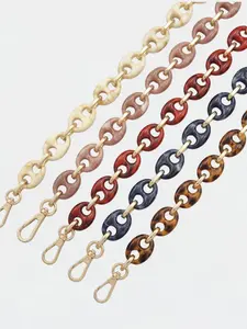 Acrylic Resin Oval Chain Bag Strap Replacement, Tortoiseshell Pattern Decorative Shoulder Chain, Lightweight Purse Strap for Handbags, Crossbody Bags, Tote Bags, Daily Use & Travel