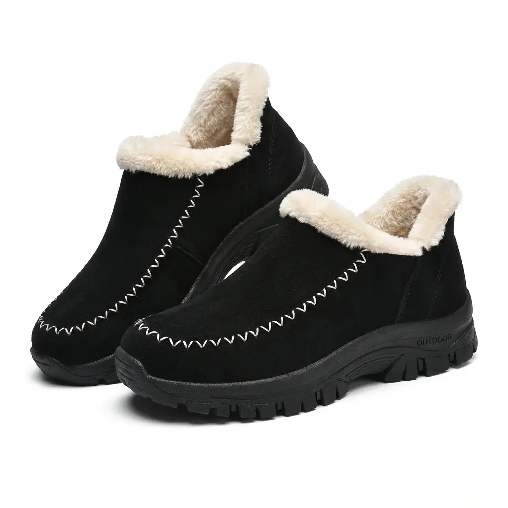 2025Winter women's loafers, women's stylish snow boots with anti-slip design and suede covering, warm and trendy Women's Lightweight Comfort Loafers fur