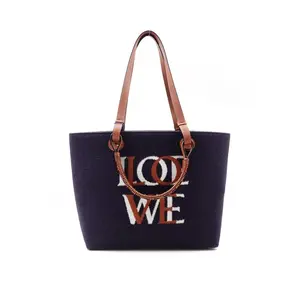 Pre-owned Loewe canvas Tote Bags Anagram Black Tote T ZY0000404342