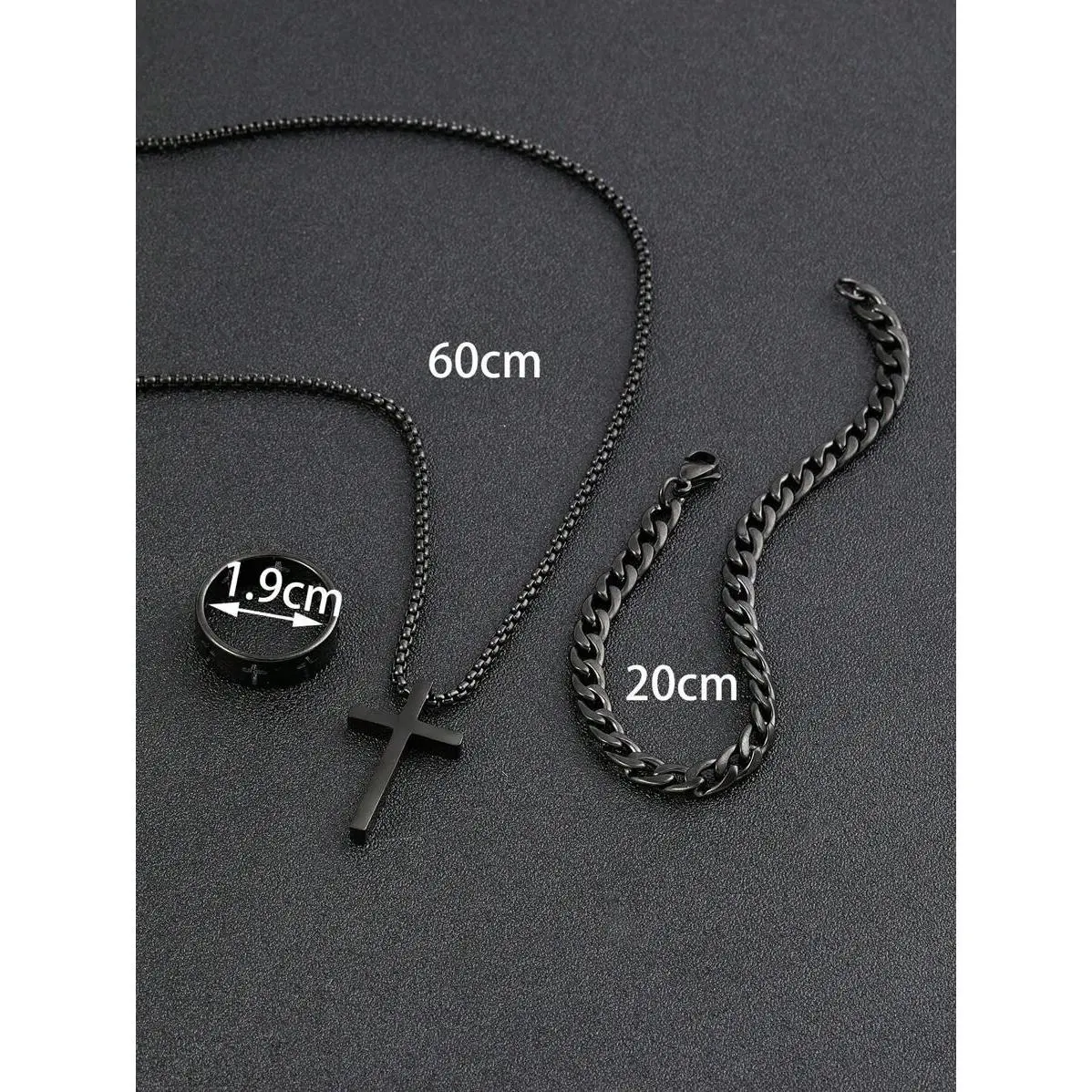 Black hollowed out cross set