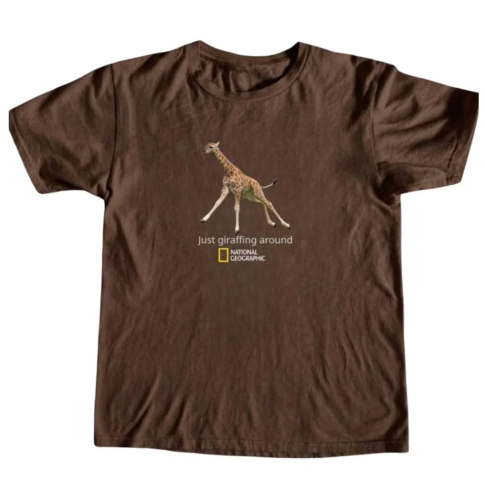 The Just Giraffing Around Giraffe T-Shirt, Funny Safari Animal Graphic Tee, Wildlife Nature Shirt, Zoo Lover Gift, Gift for Men, Gift for Women, Crew Neck T-shirt, Trending T-shirt