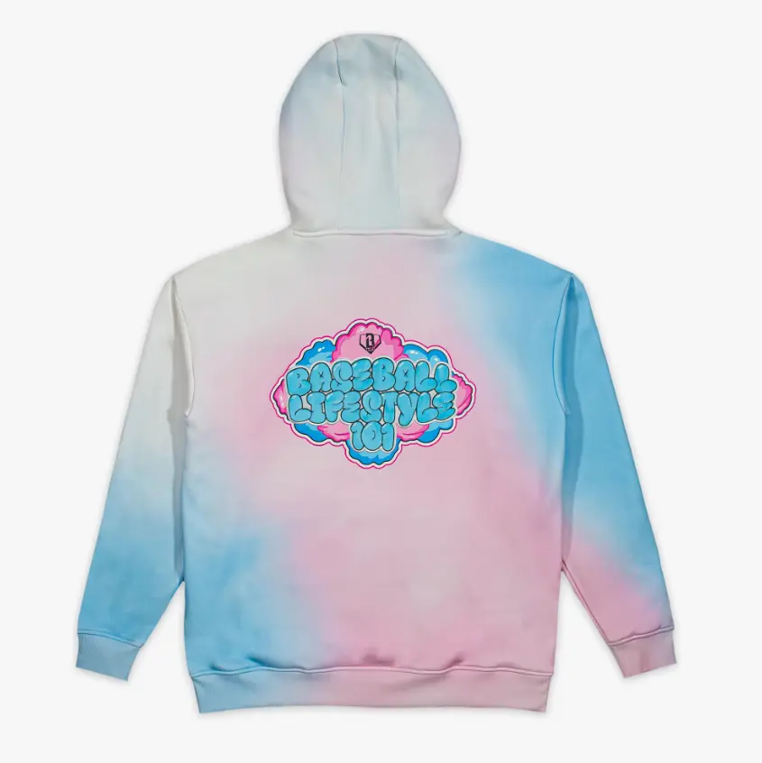 Baseball Lifestyle 101 Cotton Candy Hoodie, Bubble Gum Color Hoodie, Youth & Adult Baseball Lifestyle Sweatshirt, Cotton Candy Collection Streetwear