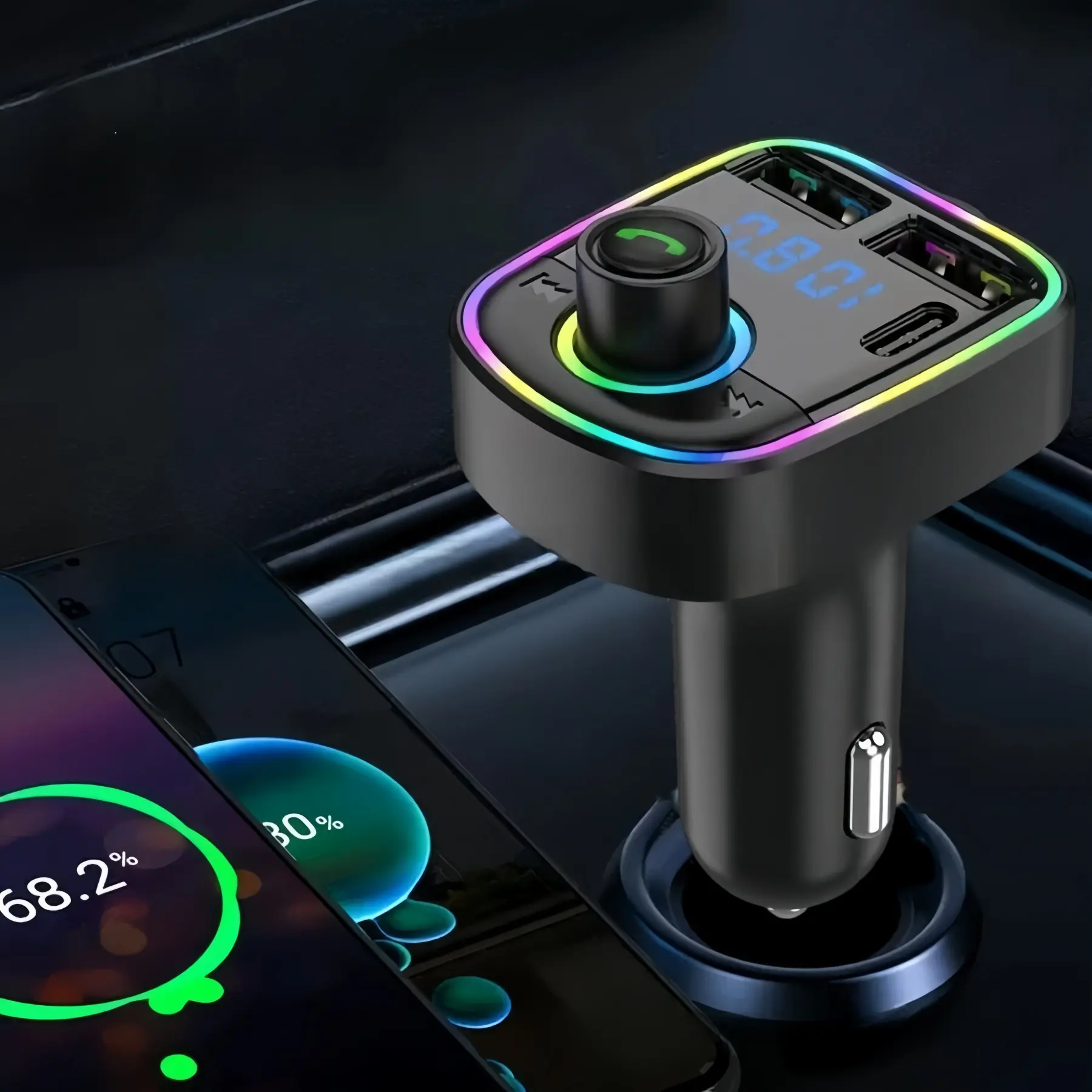 Car Mp3 Player Charger, Cigarette Lighter Adapter Music Player Car Fm Transmitter with Vehicle Charger, Portable Audio Device for Vehicles