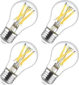 A15 Edison LED Bulb, 60W Equivalent, 8.5W, Dimmable, Enclosed Fixture Rated, 750 Lumens, CRI 90, E26, Clear Glass, Wet Rated, Title 20, UL Listed (4000K (Cool White), 4 Count (Pack of 1))