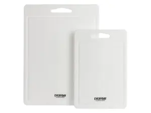 Martha Stewart Everyday Fayer 2 Piece Polypropylene 16in and 12in Cutting Board Set in White
