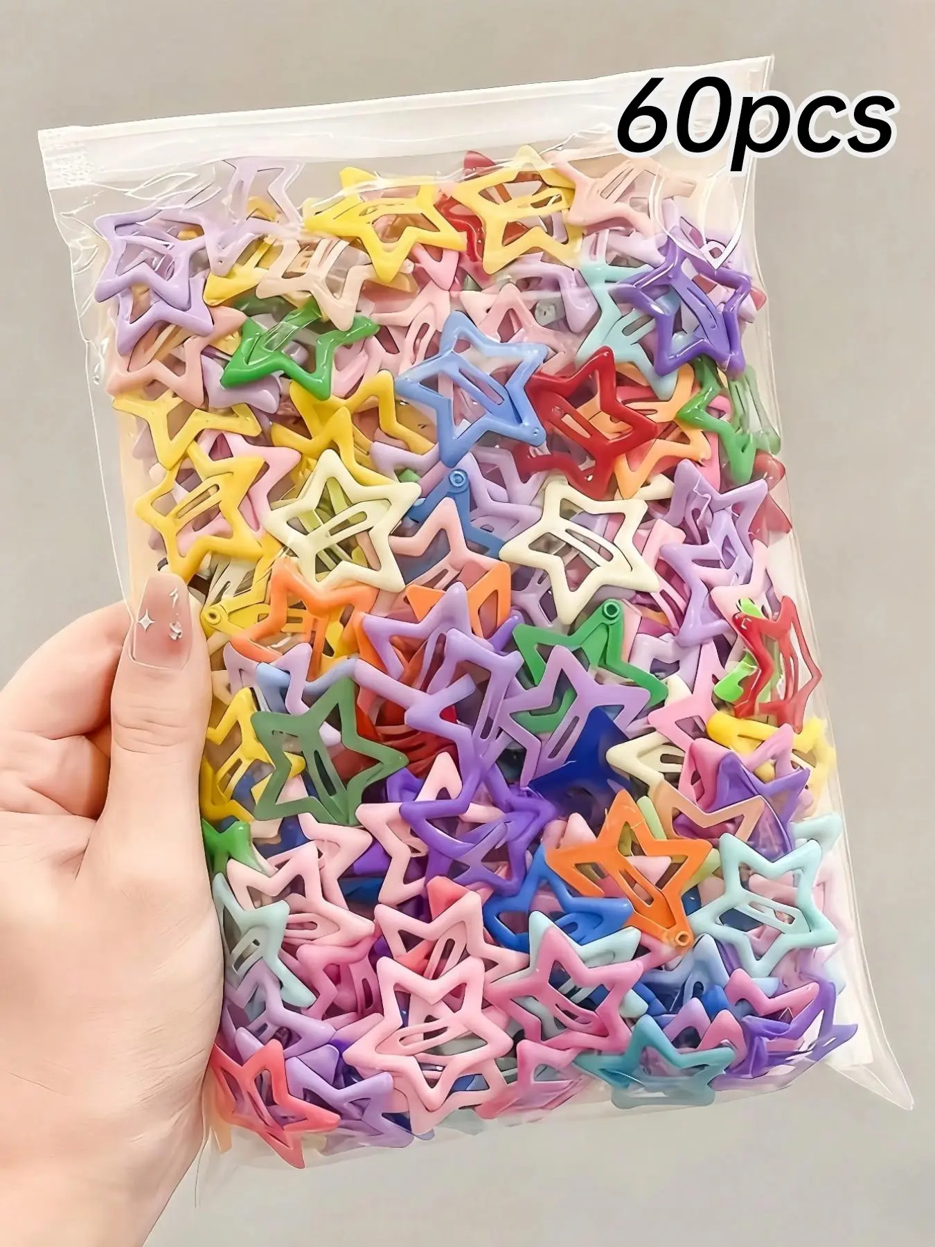60 Pcs Star Hair Clips, Y2K Colorful Star Design, Cute, Playful and Vibrant Accessories, Fun Hair Clips, Perfect for Girls' Daily Use, Weekend, Birthday Parties Hairclips