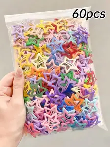 60 Pcs Star Hair Clips, Y2K Colorful Star Design, Cute, Playful and Vibrant Accessories, Fun Hair Clips, Perfect for Girls' Daily Use, Weekend, Birthday Parties