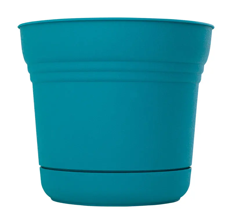 212 MAIN Bell Shape Resin Flower Pot, 10.8x12.3 in. Dia., UV Stabilized, BPA-Free Teal Resin Planter