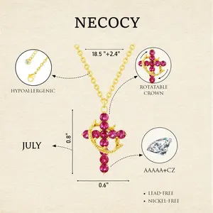 NECOCY Colorful Crown & Cross Pendant Choker Necklace for Women & Girls with Exquisite Jewellery for Fashion and Daily Party