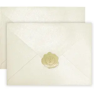 50 PCS Pearl Ivory A7 Envelopes, 5 x 7 Ivory Shimmer Envelopes for Invitations, Perfect for Wedding Invitation Cards, Birthday RSVP Invite, 5.25 x 7.25 inches