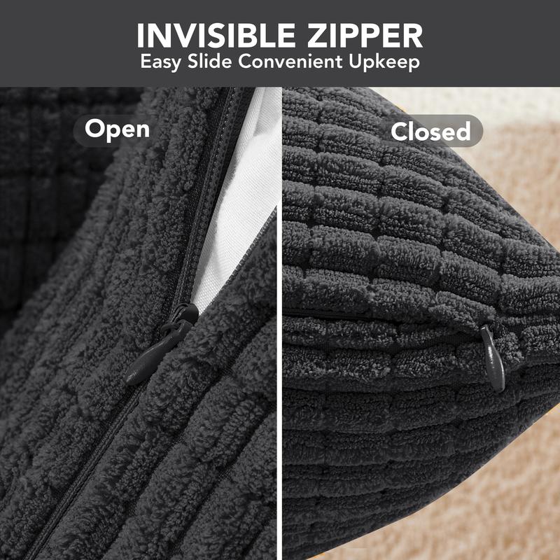 Deconovo 4-Pack Throw Pillow Covers, Soft Corduroy Fabric with Striped Pattern, Perfect for Sofa, Bedroom, and Living Room