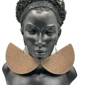 4”x2”Half Circle Wood Ethnic Earrings, Lightweight Eco-Friendly Design for Everyday Wear