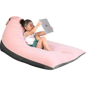 Stuffed Animal Storage Bean Bag Chair for Kids and Adults, Luxury Velvet Stuffie Seat - COVER ONLY(Pink & Dark Grey 200 L/52 Gal)