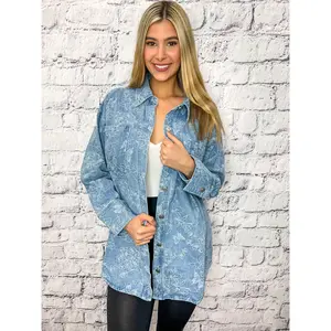 Flowers and Butterflies Embroidered Denim Jacket