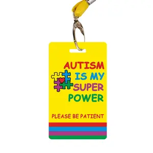 Autism Is My Super Power Card, Autism Awareness Card with Lanyard, Waterproof Wear-resistant Card for World Autism Awareness Day, Id Tag