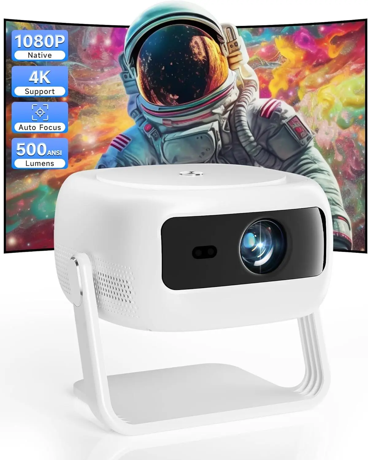Projector Upgraded 1080P Full HD 400ANSI, Home Theater Projector with WiFi & Bluetooth, LED Projector for Movies, Gaming, and Outdoor Use – Compatible with TV Stick, Laptop, Smartphone, USB, HDMI