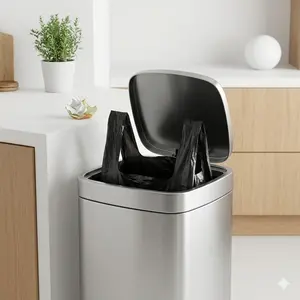 Cute Thick Tear-Free Drawstring Trash Bags, Disposable Garbage Bags with Auto-Close, Multi-Purpose Home & Office Use, Ideal for Cleaning Needs, Home Supplies, Waste Bags