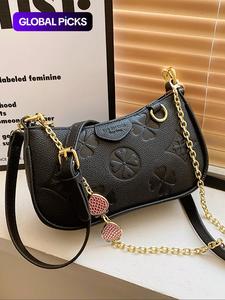 women's fashionable floral pattern crossbody bag, casual pu leather zipper shoulder bag for daily used, trendy versatile high-quality daily commuting bag