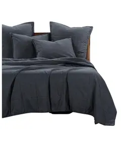 Hiend Accents Unisex Charcoal Stonewashed Cotton Canvas King Coverlet Set - Pk3400-Kg-Cl