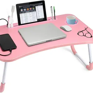 Laptop Desk Laptop Bed Stand Foldable Laptop Table Folding Breakfast Tray Portable Lap Standing Desk Reading and Writing Holder with Drawer for Bed Couch Sofa Floor