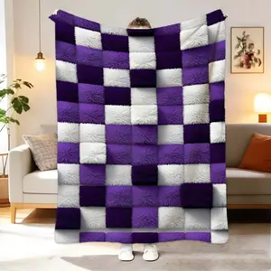 Plaid Print Blanket, 100% Flannel Throw, Contemporary Style, Soft Comfortable, Travel Sofa Bed, Office Home Decor Gift